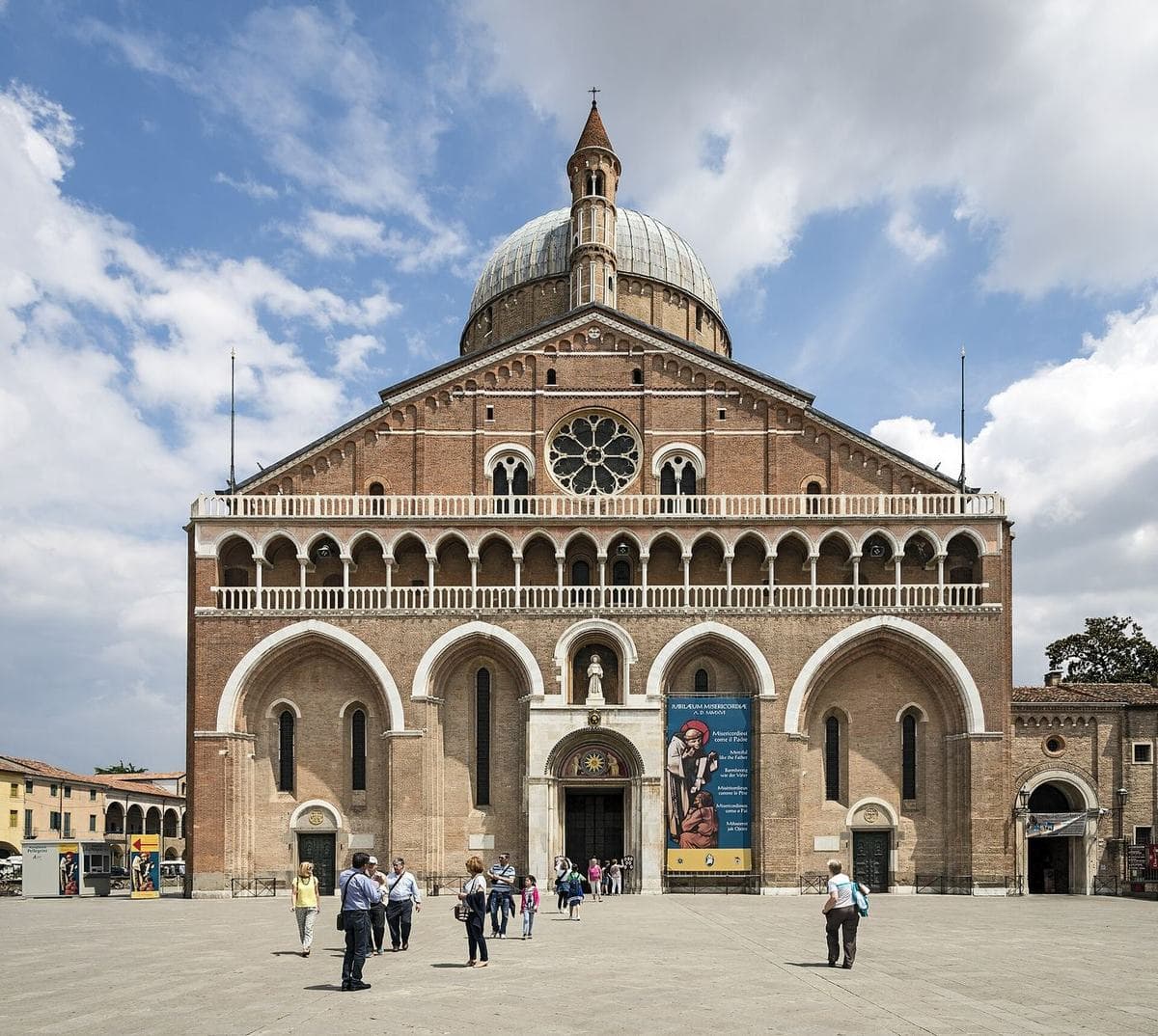 The domes and brick front of the Basilica of Saint Anthony in Padova